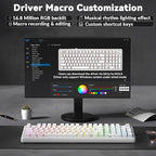 AULA F99 Pro Wireless Mechanical Keyboard-Silent Version,BT5.0/2.4GHz/USB-C Hot Swappable Custom Keyboard,Gasket Structure,Pre-lubed Linear Switches RGB Backlit Computer Gaming Keyboards,White