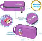 ECHSRT Big Pencil Case, Aesthetic Portable Zipper Pencil Bag with Hidden Pocket, Special Pouch for Men Women Adults, Stationery Organizer Pen Cases for Office Travel, Purple