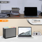 Sinboun Hanging File Organizer Letter-Size File Holder Filing Box Includes 5 Hanging Folders - Metal Mesh Magazine Letter Storage Cabinets File Cart for Office Home School, No Assembly Required