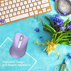 memzuoix 2.4G Wireless Mouse, 1400 DPI Computer Mice with USB Receiver, Portable Wireless USB Mouse Battery Powered Cordless Mice for Laptop, PC, Desktop, 5 Buttons (Lilac)
