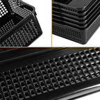 A4 Size Plastic Storage Basket,Desktop File Paper Letter Organizer Tray, 6-Packs (White+Black)