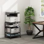 Printer Stand, 23.6 x18.9 x 30 Inches Large Printer Table with Adjustable Storage Shelf, 3 Tier Rolling Printer Cart with Wheels for Home Office, Stand for Heat Press Mini Fridge, Black