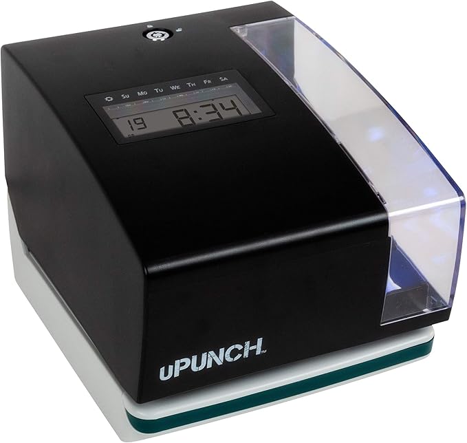 uPunch CR1000 Digital Time Clock and Date Stamp for Small Business: Complete Employee Time Tracking System with 50 Time Cards, Ribbon & Keys