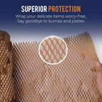 Honeycomb Packing Paper 12" x 150ft with Rope & 20 Fragile Stickers|Shipping & Moving Supplies|Small Business Packaging Supplies|Eco Friendly Bubble Wrap Packing Boxes for Moving Certified FSC C204227