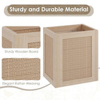 Retro Office Trash Can, Iron and Wood Combination Bedroom Garbage Can, Rectangular Design Wastebasket with Handle, Industrial Style Trash Can for Home Office, 4.5 Gallon (Natural Color)