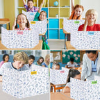 24 Pack Printing Privacy Floders for Student Desks - Durable Plastic Erasable - Testing Dividers for Classroom - Easy Clean Privacy Shields for Student - Includes Extra Labels White