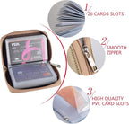 Easyoulife Genuine Leather Credit Card Holder Zipper Wallet With 26 Card Slots