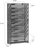 samstar 10 Tier Wall File Organizer, Hanging Wall Mount File Holder Paper Folder Mail Organizer, Mesh Metal, Black.