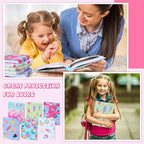 6 Pack Stretchable Book Cover Jumbo Fabric Book Covers Colorful Pattern Print Book Protector Washable Reusable Protective Textbook Cover for Hardcover Textbooks up to 9 x 11 Inch (Dessert Pattern)