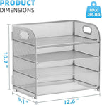 Marbrasse 4 Tier Paper Organizer Letter Tray - Mesh Desk File Organizer with Handle, Paper Sorter Organizer for Letter/A4 Office File Folder Holder (Silver, 12.6" x 9.1" x 10.7")