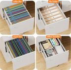 METAN 2 Drawer Vertical File Cabinet with Lock, Mobile Metal Filing Cabinet for Legal/Letter Size, Office Storage File Cabinet Under Desk with Card Holder,Assembly Required,White