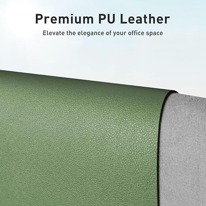Aothia Leather Desk Pad Protector, Mouse Pad, Office Desk Mat, Non-Slip PU Leather Desk Blotter, Laptop Desk Pad, Waterproof Desk Writing Pad for Office and Home (36" x 17", Olive Green)