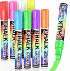 Jumbo Chalk Window Markers for Cars Glass Washable: 8 Colors Liquid Chalk Markers Pen with 10mm Wide Tip, Chalkboard Marker, Window Paint Marker for Car Window, Blackboard, Auto Windshield Decorations