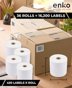 enKo (36 Rolls, 16,200 Labels) 4 x 6 Direct Thermal Address & Shipping Labels Compatible for Zebra 2844 ZP-450 ZP-500 ZP-505, Rollo, Eltron, Neatoscan