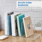 Suzile 2 Sets of Clear Acrylic Magazine Holder with 5 Vertical Compartments Magazine File Holder Acrylic Desk Organizer Book Rack for Desk Sorter Paper Folder Office Accessories Storage Organization
