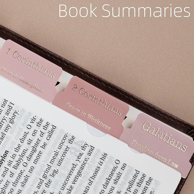 UPAFEXXI-Laminated Bible Tabs with Book Summaries(Gold Foil Embossed Lettering), Bible Tabs for Women and Men, Reposition Large Print Stickers, Easy to Read, 80Chapters Labels for Easy Navigation