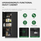 Greenvelly Storage Cabinet with Pegboard,72" Black Garage Steel Locking Cabinet with Doors and 4 Adjustable Shelves,Metal Garage Cabinet for Home Office,Pantry,School(36" Wx18 D)