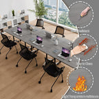 Conference Room Table with Flip-Top Design for Dynamic Meetings, Business Table Computer Desk with Heavy-Duty Frame,Foldable Seminar Meeting Tables for Home Office (4, B, 61IN)