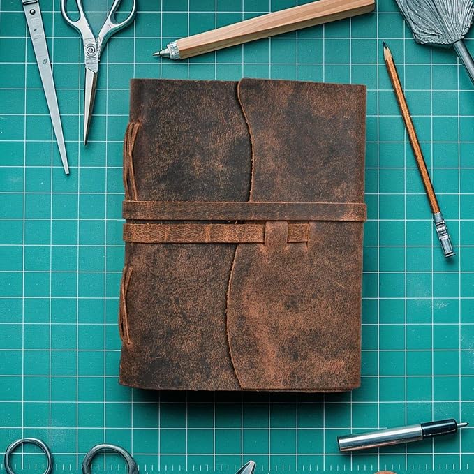 LEATHER VILLAGE Vintage Leather Journal 6"x4" - Brown | 240 Lined Pages | Rustic Notebook for Travel, Office & Personal Use | Handmade College Ruled Diary for Men & Women