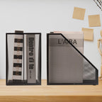 2 Set Magazine Holder Metal Wire, 2 Compartments Mesh File Holder for Desk, Office Desk Accessories Decorative File Box, Black