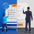 Rolling Dry Erase Board 60 x 46 - Large Portable Magnetic Whiteboard with Stand - Double Sided Easel Style Whiteboard with Wheels - Mobile Standing White Board for Office, Classroom & Home