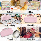 Pencil Case, Large Capacity Pencil Case Organizer; Double Zipper Storage Bag; Big Pencil Pouch for College School Office Teen Girl Boy Men Women Adult