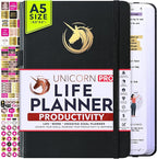 Life Planner - Undated Daily, Weekly & Monthly Planner with Budget Section | A 12 Month Journey to Increase Productivity & Happiness | Life Organizer & Gratitude Journal - Horizontal Format