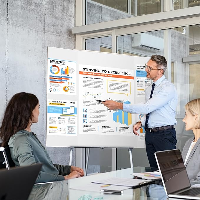 2 Pack 36" x 48" Trifold Poster Board for Presentation, White Corrugated Cardboard Large Tri Fold Poster Board for Science Fair, Office & School Projects, Photo Displays, Exhibitions Event