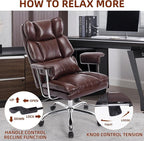 Big and Tall Office Chair 500lbs Wide Seat Executive Office Desk Chair High-Back Office Task Chair, Ergonomic Lumbar Support Computer Office Chairs for Heavy People(Brown)