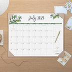 Large Desk Calendar 2025-2026 with Desktop Mat, Cabbrix Desk Pad Calendar 22 x 17 Inch Runs From July 2025 to December 2026 for Home Office and School, Leaf