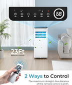 EUHOMY 10,000 BTU Portable Air Conditioners Up to 450 sq.ft, 3-1 Standing Smart Cooling AC with Remote, Dehumidifier, Fan, Air Conditioner Cools Room, 3 Modes, 24-hour timer, LED Display, Bedroom