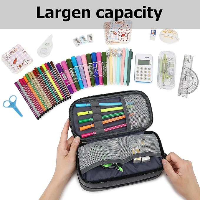 Large Capacity Pencil Case Multi-Slot Pencil Pouch Durable Pencil Box Portable Office Pen Bag with Zipper