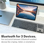 Macally Wireless Bluetooth Keyboard for Mac - Compatible Apple Keyboard or MacBook Pro/Air, iMac - Multi-Device, Up to 3 Devices with 110 Keys, 20 Shortcuts, Numeric Keypad, and Rechargeable