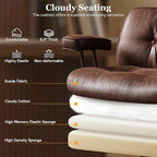 Mid Century Modren Large Office Chair, Big and Tall Ergonomic Executive Chair for Heavy Duty People, Computer Desk Task Chair with Wheels, Faux Lether Fabric Wide Chair for Home Sturdy,Dark Brown