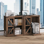 Printer Stand with Storage,File Cabinet with Socket and USB Charging Port,Farmhouse Paper Shredder Stand Rack with Slide-Out Shelf,Walnut