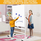 H-Qprobd Magnetic Whiteboard Mobile Dry Erase Board with Stand 40"x28" Double Side Rolling Whiteboards on Wheels for Home, Office & School