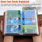 RFID Credit Card Holder, Leather Business Card Organizer with 96 Card Slots, Credit Card Protector for Managing Your Different Cards and Important Documents to Prevent Loss or Damage (Black)