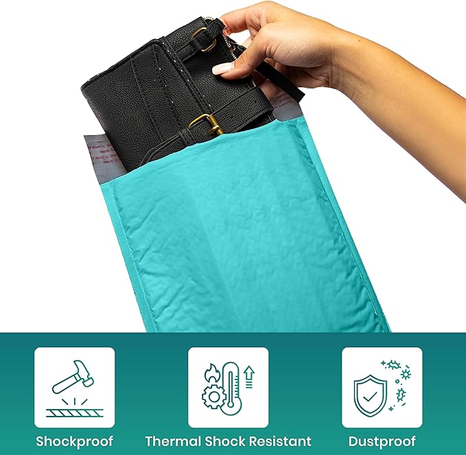 Levex - #0 6" x 10" [10 Pack] Teal Poly Bubble Mailers, Padded Envelope Mailers, Packing Envelope & Mailing Bags for Shipping
