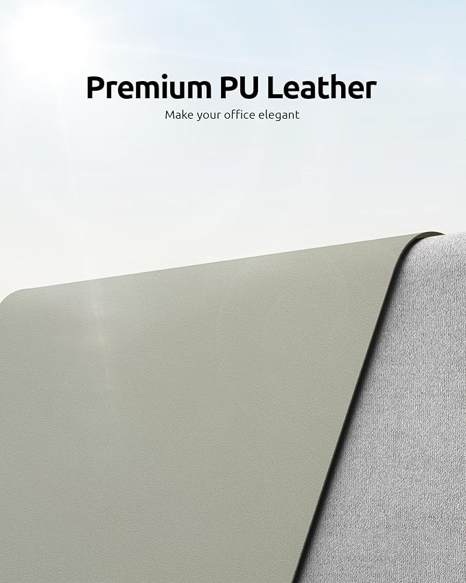 YSAGi Leather Desk Protector, Office Mat, Large Mouse Mat, Non-Slip PU Leather Blotter, Laptop Desk, Waterproof Writing Pad for Office and Home (Sage Green, 31.5" x 15.8")