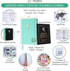 Hourly Planner - Undated Daily, Weekly & Monthly Planner with Budget Section | A 12 Month Journey to Increase Productivity & Happiness | Life Organizer & Gratitude Journal - Vertical Format