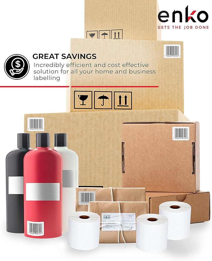 enKo [12 Rolls, 7440 Labels] 4 x 2-1/2 inches Direct Thermal Labels, FBA Stickers, FNSKU Label Compatible for Zebra/Eltron