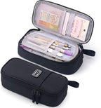 CICIMELON Durable Pen Pencil Case for School Supplies, High Capacity Pencil Bag Pouch Organizer for Teen Girls Boys Adults, Black