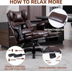 Big and Tall Office Chair 500lbs Wide Seat Executive Office Desk Chair High-Back Office Task Chair with Foot Rest, Ergonomic Lumbar Support Computer Office Chairs for Heavy People(Brown)