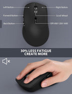 Wireless Keyboard and Mouse Combo 2 Pack - Full-Sized Ergonomic Keyboard with Wrist Rest, Phone Holder, Sleep Mode, Silent 2.4GHz Cordless Keyboard Mouse Combo for Computer, Laptop, PC, Mac, Windows