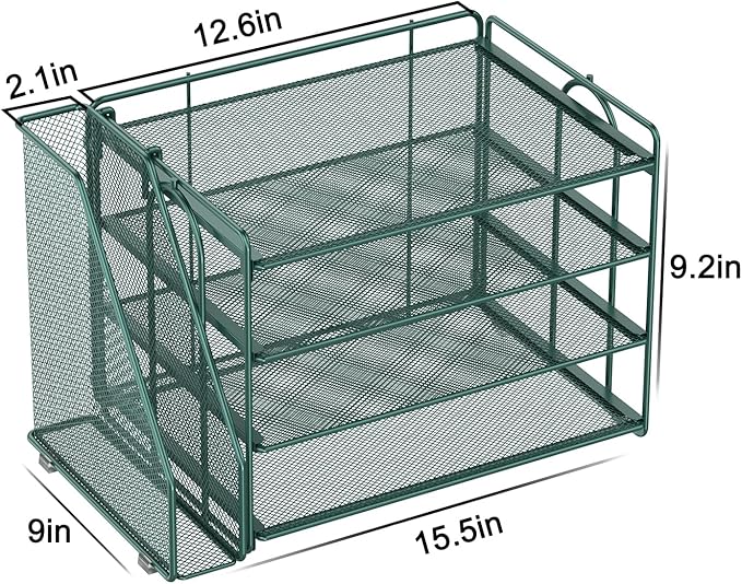 Spacrea Paper Organizer, Desk Organizers and Accessories for Desk with File organizer, Desk Accessories & Workspace Organizers for Office Supplies (Dark Green)