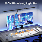 deeloop 80cm Ultra-Long LED Desk Lamps,24W Bright Architect Desk Lamp for Home Office, Infinite Dimming Office Light with Memory Function, Tall Desk Light with Clamp for Reading Working Monitor