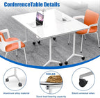 Conference Table, Folding Conference Desk Modern White, Seminar Table with Wheels, 2-10 People for Office, Meeting Break Room (6, 1915, 71IN)