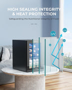 EUHOMY 18L Beverage Refrigerator Cooler, 24 Cans Mini Fridge with Quiet Compressor, Countertop Small Fridge with 40°F-61°F Digital Temperature Control, LED Lgiht for Home, Bar, Office