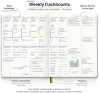 Purpose Planner Notebook B5 Hardcover 7.5”x9.8”- Teal Undated Daily, Weekly, and Monthly 2025 - Productivity & Goal Setting Tool for Work, Home, and Self-Care - ADHD & Journal for Adults