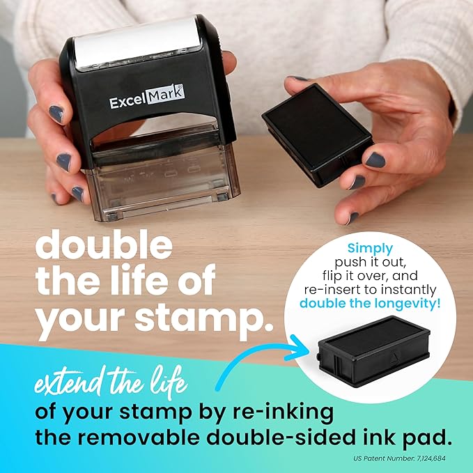 ExcelMark Custom Stamp – Clear & Crisp Impressions – Personalized Self-Inking Rubber Stamp – Use for Address Stamp and More (Extra Large)